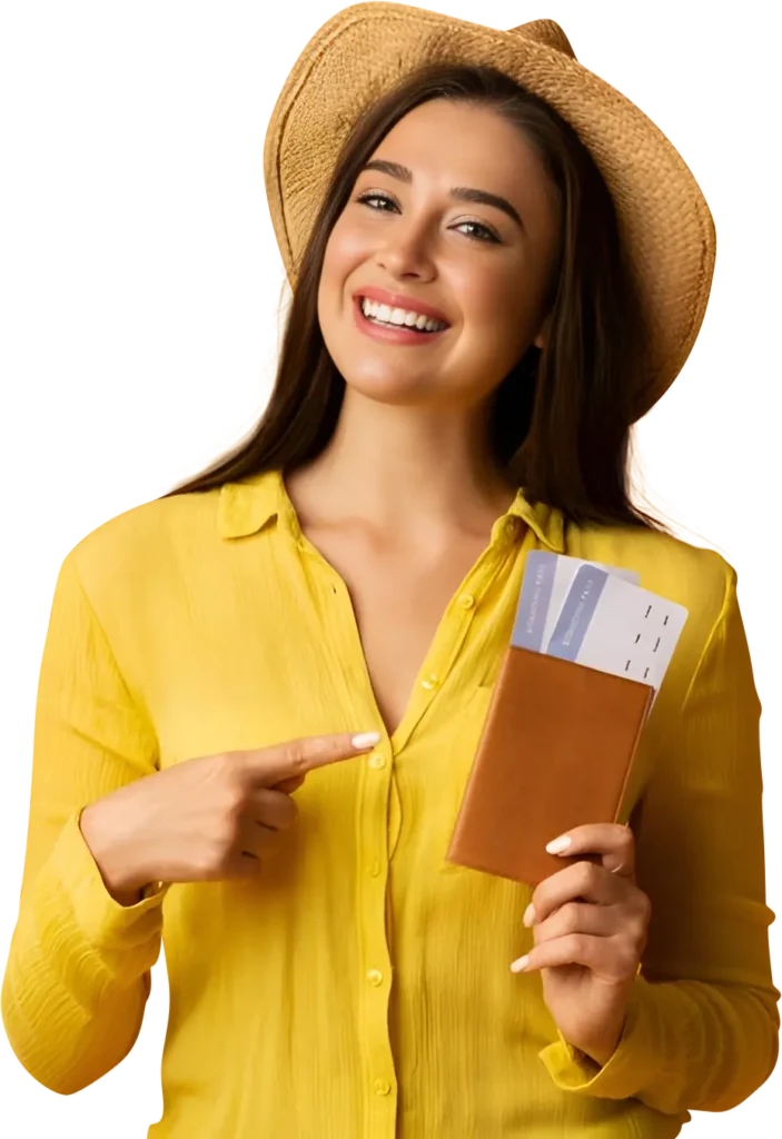 woman holding her passport